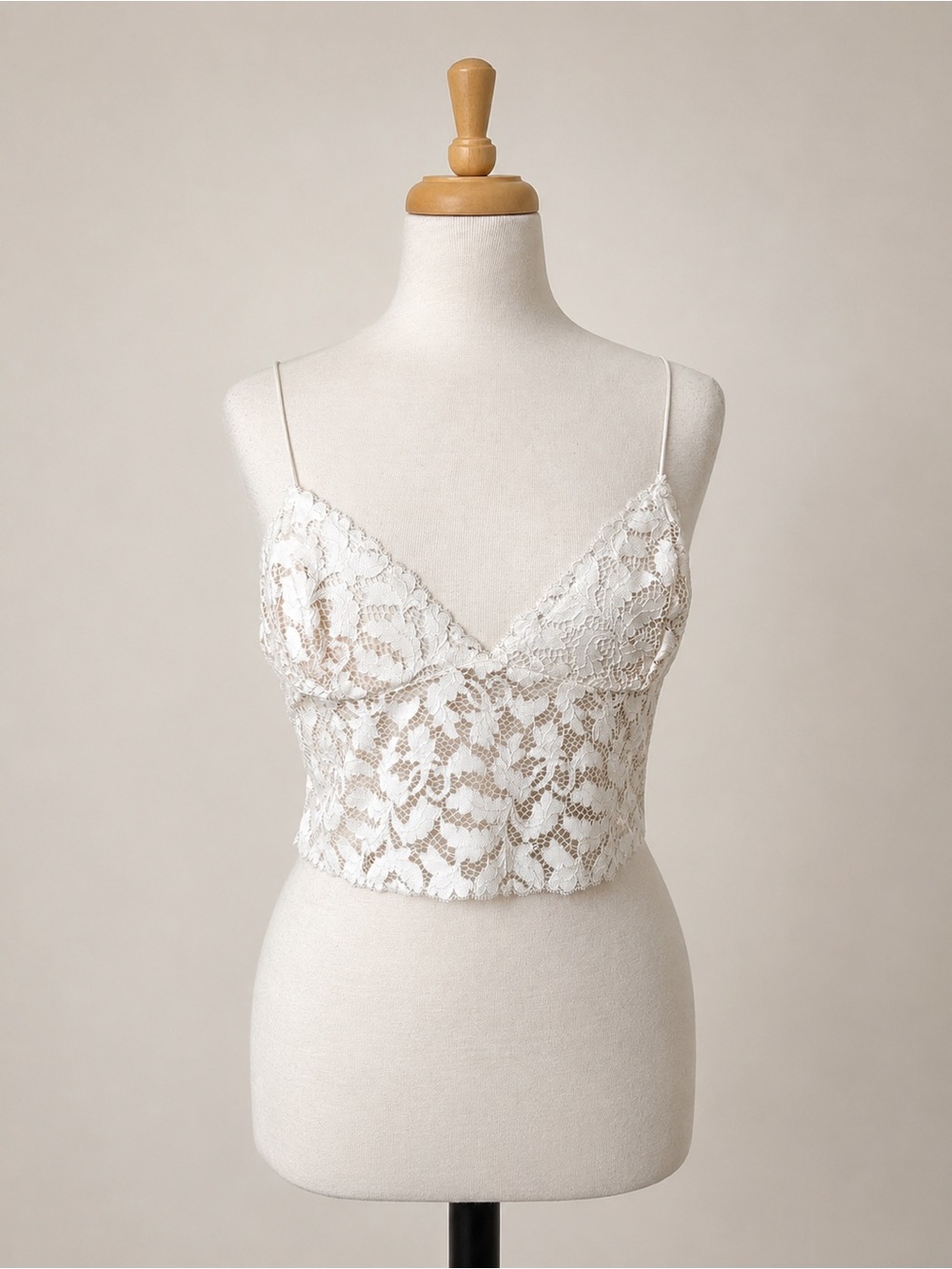 Intimately Free People Ivory Lace Brami Bralette Cami Size Large - Picture 6 of 12